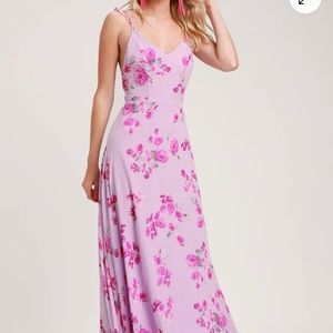 Lulu's Meteoric Rise Lavender Floral Print Maxi Dress